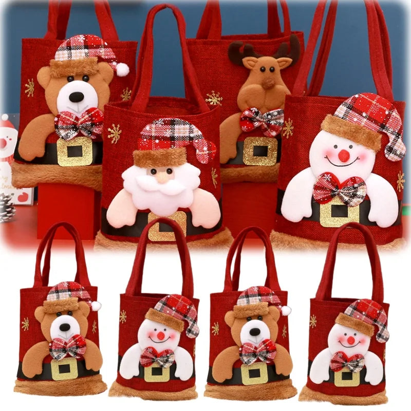 Christmas Snowman & Bear Gift Bags with Handles for Kids Christmas Gift Bags PLUSH