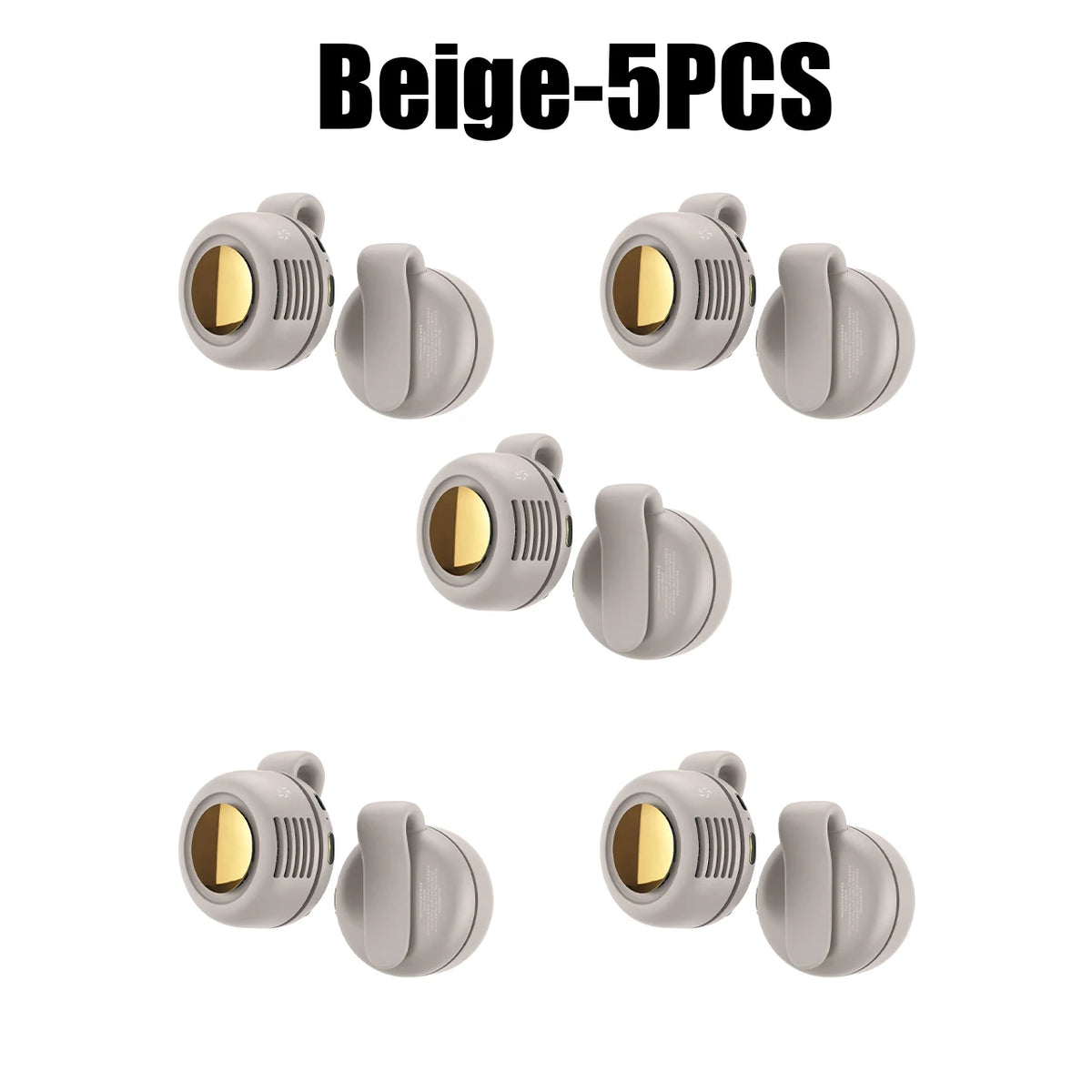 Bladeless Clip-On Mini Fan USB Rechargeable – Travel Fan Personal Clip-On Fan PLUSH Beige 5PCS