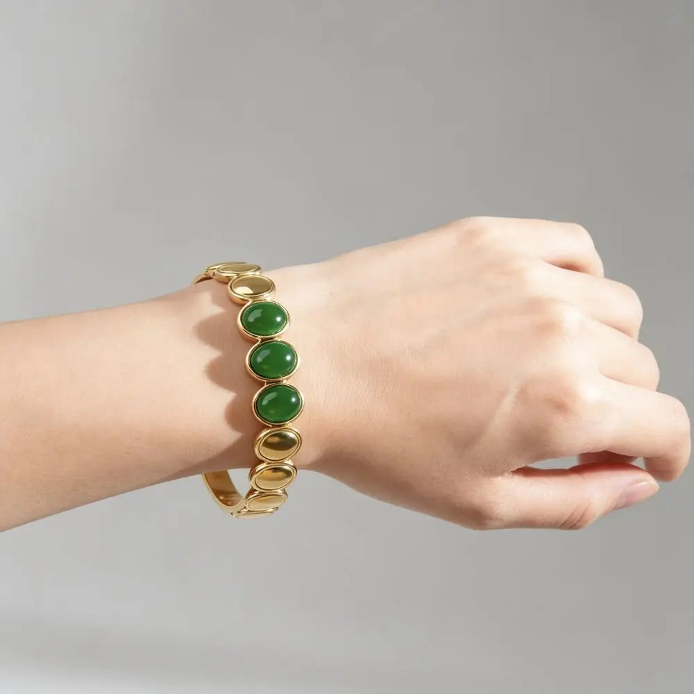 Cat's Eye Stone Alloy Bangle – Vintage Stackable Women's Bracelet Fashion Bangle Bracelet PLUSH