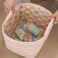 Foldable Floral Cotton Storage Basket – 4 Colors | 32x26x25cm Foldable Storage Basket PLUSH Pink 32x26x25cm