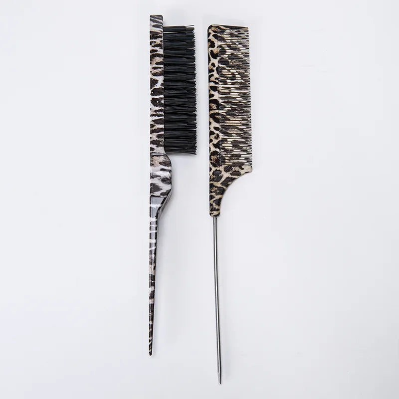 Leopard Teasing Comb Set – Anti-Static Heat Resistant Pintail Hair Styling Comb PLUSH