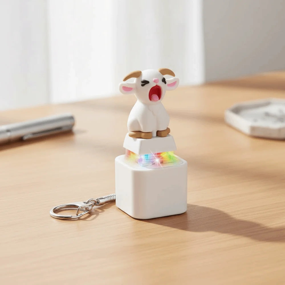 Screaming Goat Keychain LED Glow Sound Fidget Button Toy Novelty Fidget Keychain PLUSH