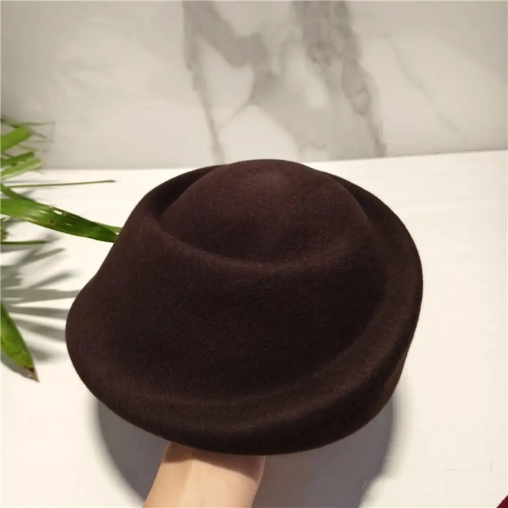 Vintage Hepburn Pillbox Fedora Hat – Elegant Women's Wool Felt Pillbox Fedora Hat PLUSH