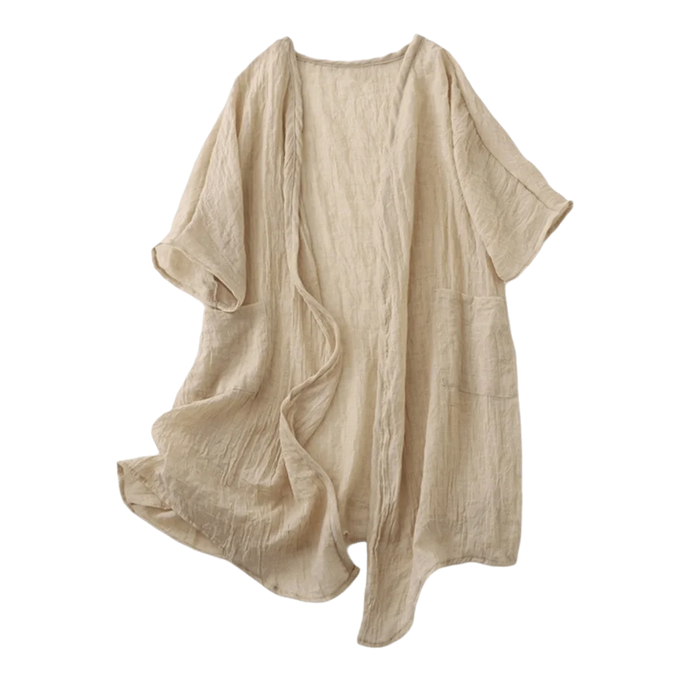 Women's Loose Linen Cardigan – Lightweight Summer Cover-Up Women's Cardigan PLUSH Apricot XXL