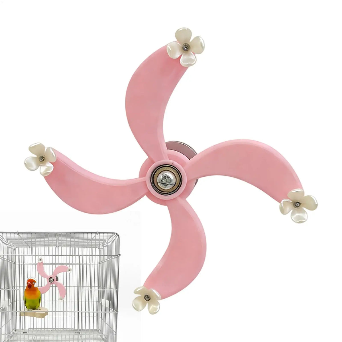 Interactive Rotating Windmill Bird Toy | Spinner Cage Accessory Bird Cage Toy PLUSH