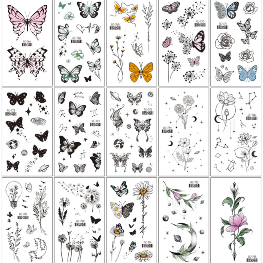 Pink Butterfly Temporary Tattoo Sticker – Waterproof Body Art Temporary Tattoo PLUSH
