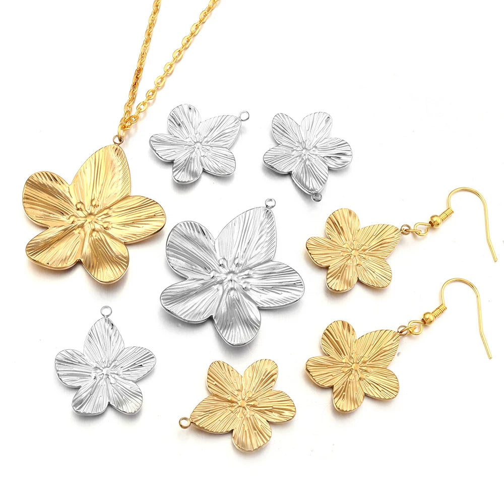 2pcs Stainless Steel Flower Charms for DIY Jewelry Making Jewelry Making Charms PLUSH
