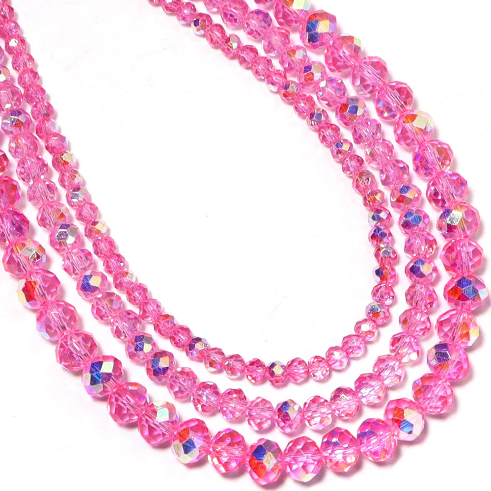 AB Color Deep Pink Crystal Abacus Spacer Beads – DIY Jewelry Crystal Spacer Beads PLUSH