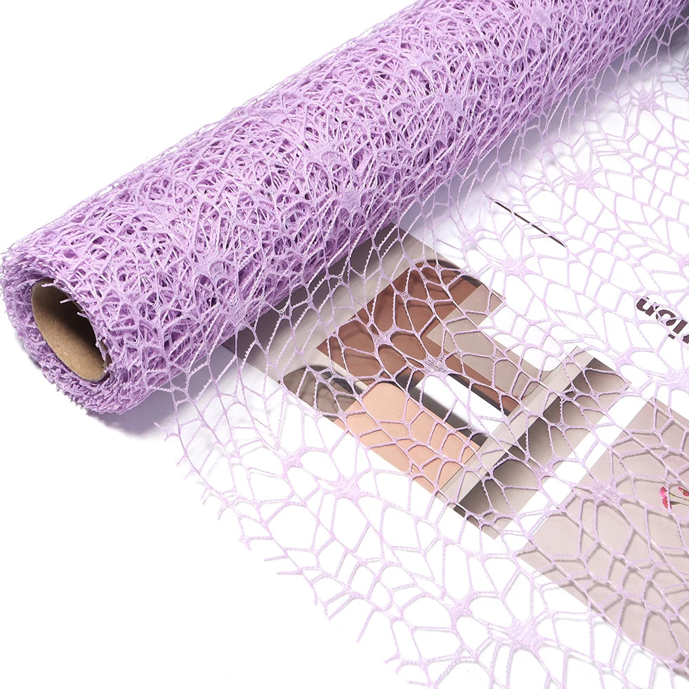 50m Korean Hollow Mesh Floral Wrapping Net Yarn Bouquet Roll Floral Wrapping Mesh PLUSH purple