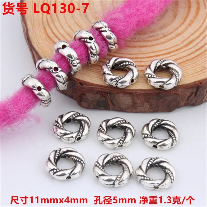 5pcs Viking Dreadlock Hair Braid Beads Cuffs Rings Gold Silver Hair Braid Cuffs PLUSH 5pcs LQ130-7