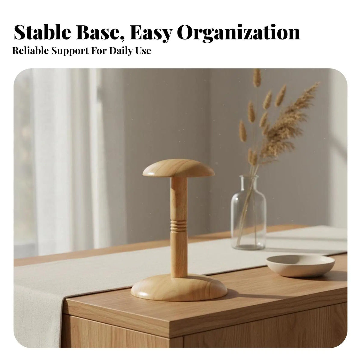 Solid Wood Hat Display Stand – Dome Top for Fedora Storage Hat Display Stand PLUSH