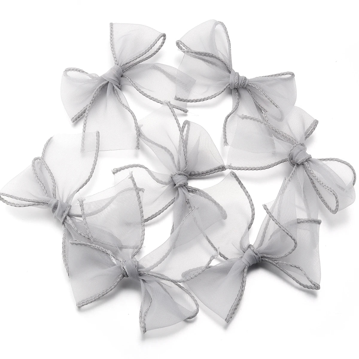 10pcs Satin Organza Ribbon Bows 8x8cm – DIY Craft Decor Ribbon Craft Bows PLUSH Gray