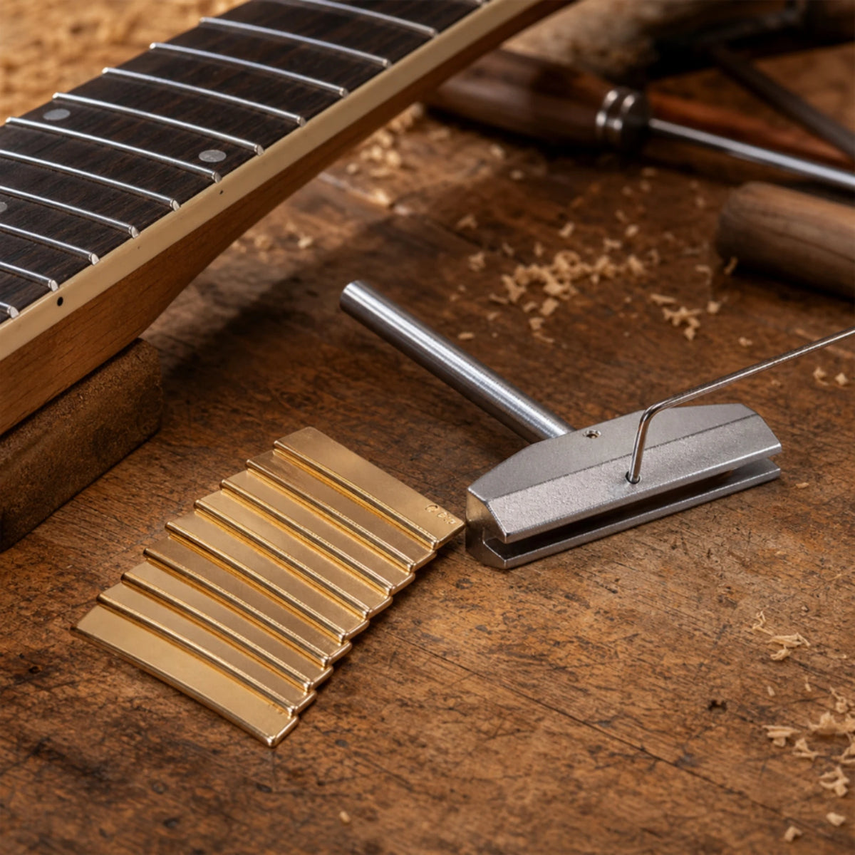 Manual Fret Press with 9 Radius Inserts | Luthier Tool Luthier Fret Press PLUSH