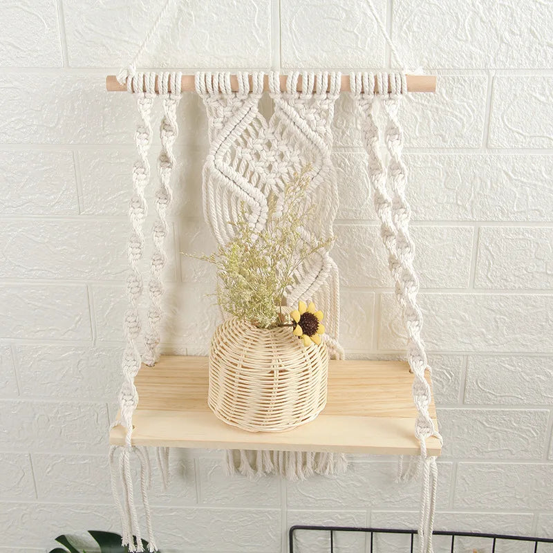 Bohemian Hand-Woven Cotton Rope Wall Hanging Tapestry 30×50cm Woven Wall Tapestry PLUSH