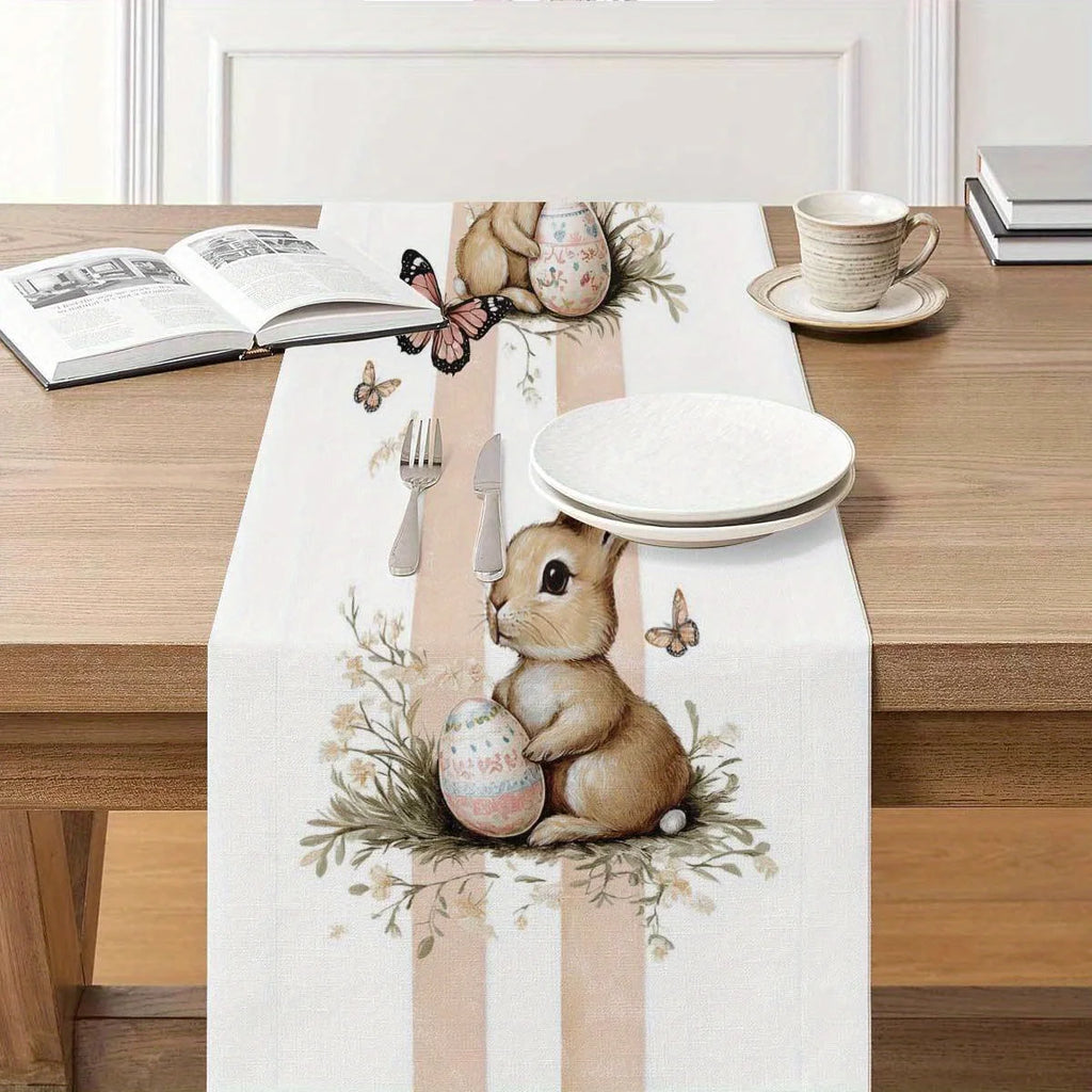 Pink Rabbit Butterfly Table Runner – Easter & Party Décor Table Runner PLUSH