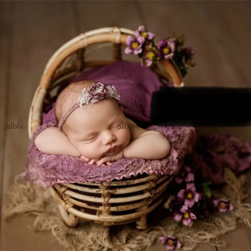 Handmade Vintage Bamboo Chair Newborn Photography Prop Newborn Photo Prop PLUSH