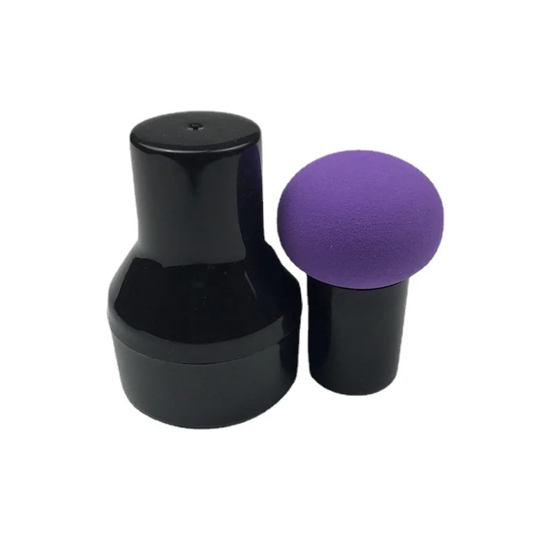Mushroom Head Makeup Sponge – Foundation & Powder Puff Makeup Sponge PLUSH Purple and box