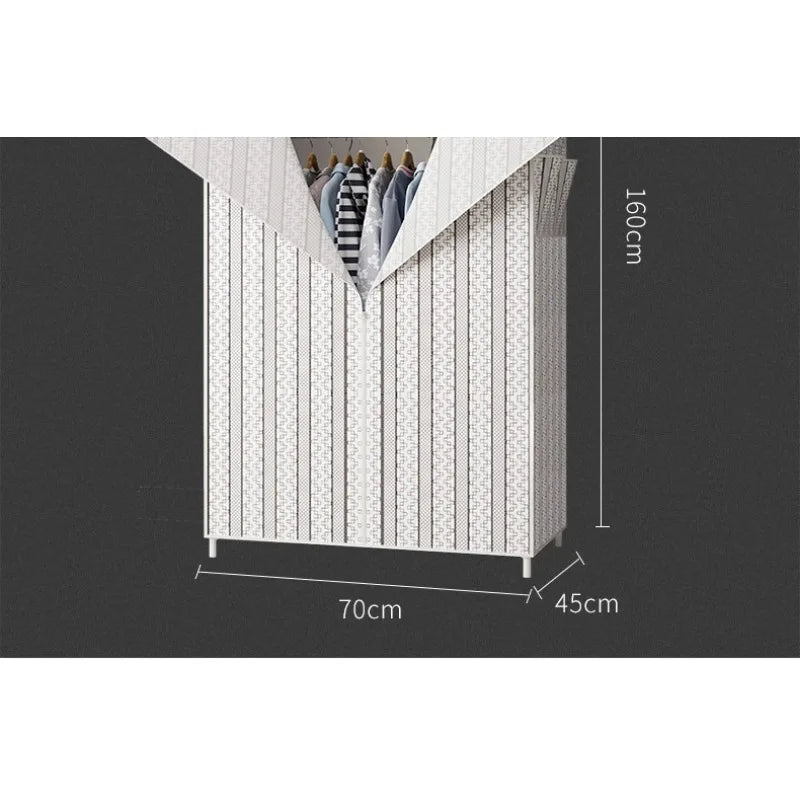 Steel Pipe Reinforced Hanging Wardrobe | Simple Cloth Cabinet Hanging Wardrobe Cabinet PLUSH
