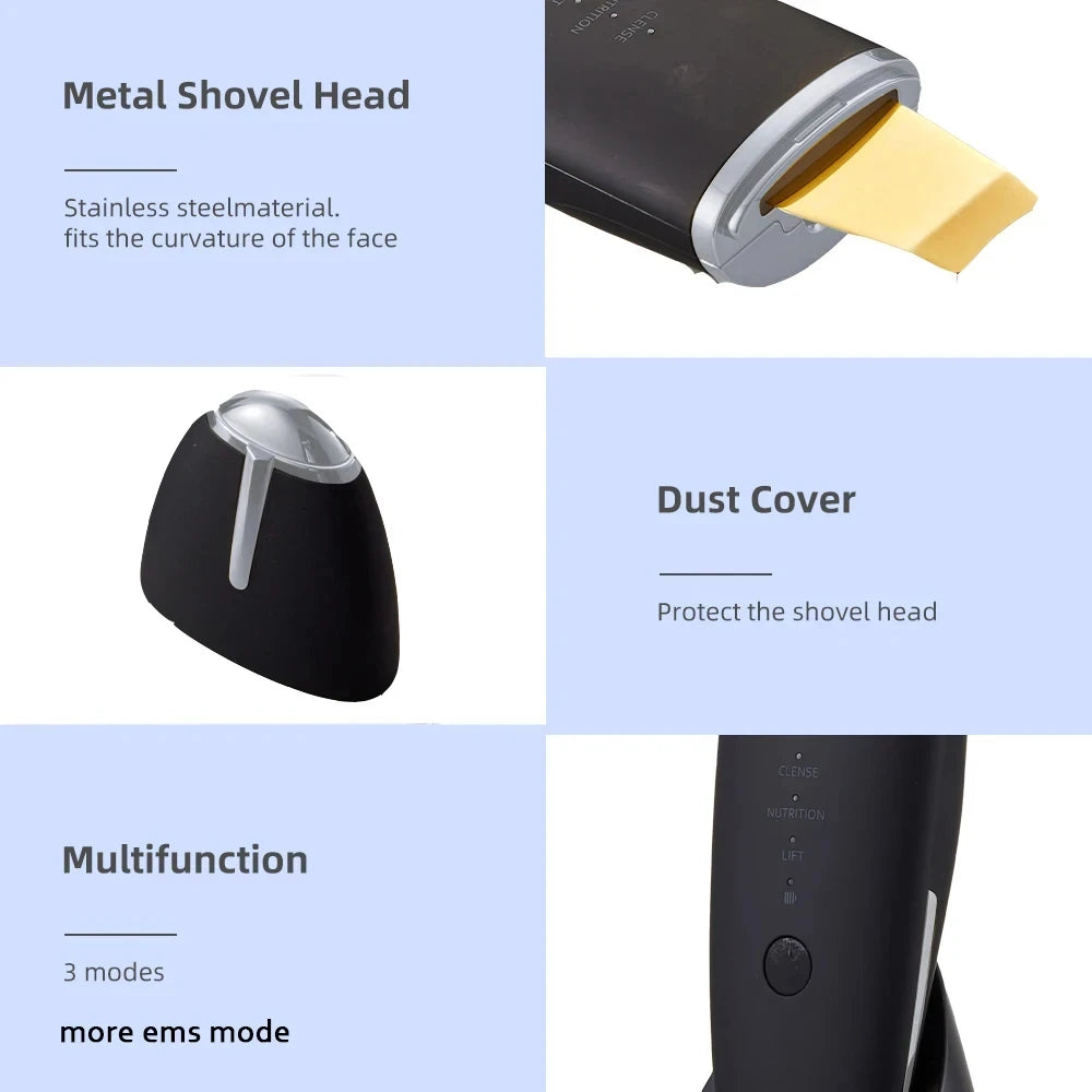 Ultrasonic Skin Scrubber Face Spatula – Deep Cleansing Device Facial Cleansing Device PLUSH
