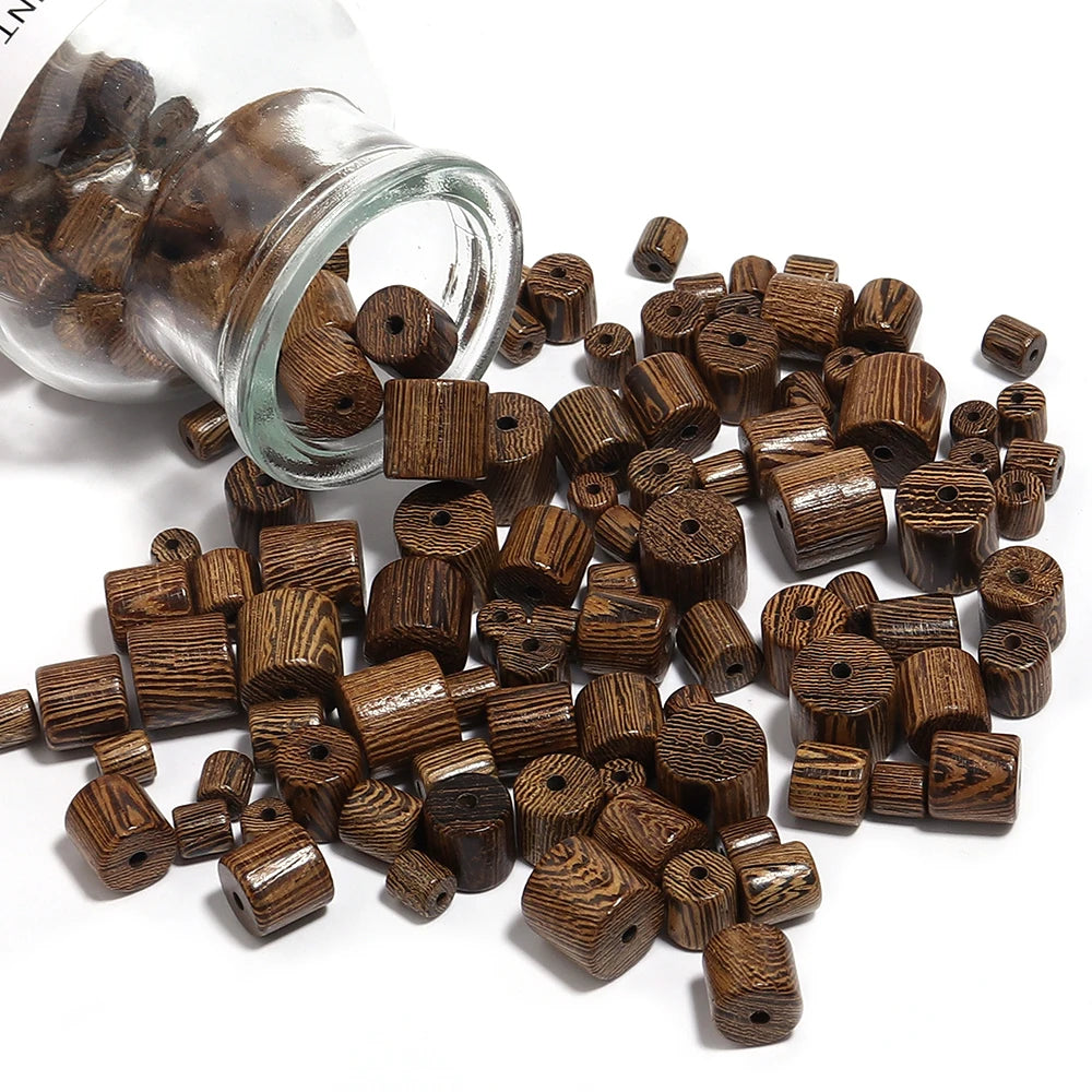 Natural Wenge Wood Cylindrical Spacer Beads 20-50pcs | DIY Jewelry Wood Spacer Beads PLUSH