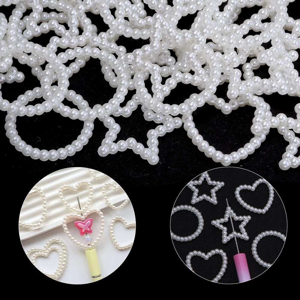 30pcs Pearl Hollow Spacer Beads Heart Star Round – DIY Jewelry Jewelry Making Beads PLUSH