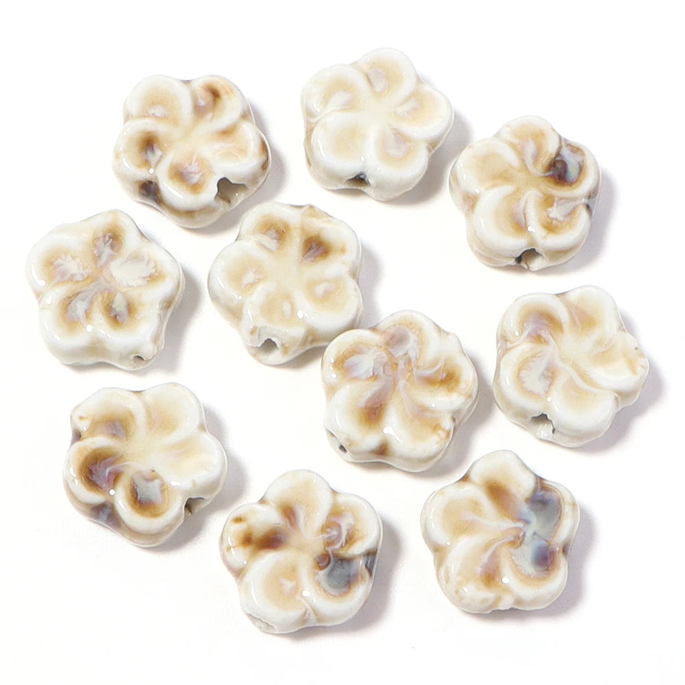 10pcs Flower Ceramic Spacer Beads 15.5mm – DIY Jewelry Making Ceramic Spacer Beads PLUSH Color 05