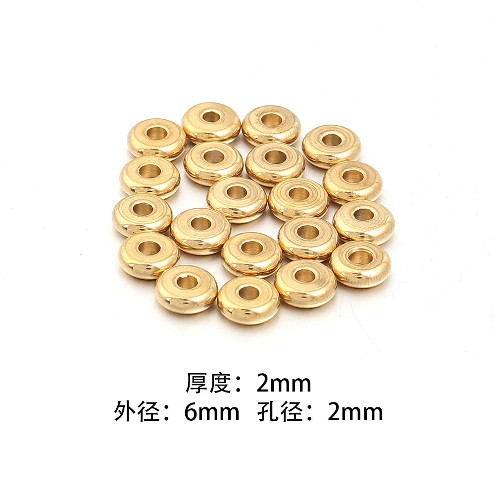 Stainless Steel Flat Disc Spacer Beads Gold Silver – 20-50pcs Jewelry Spacer Beads PLUSH Gold 6x2mm 20pcs
