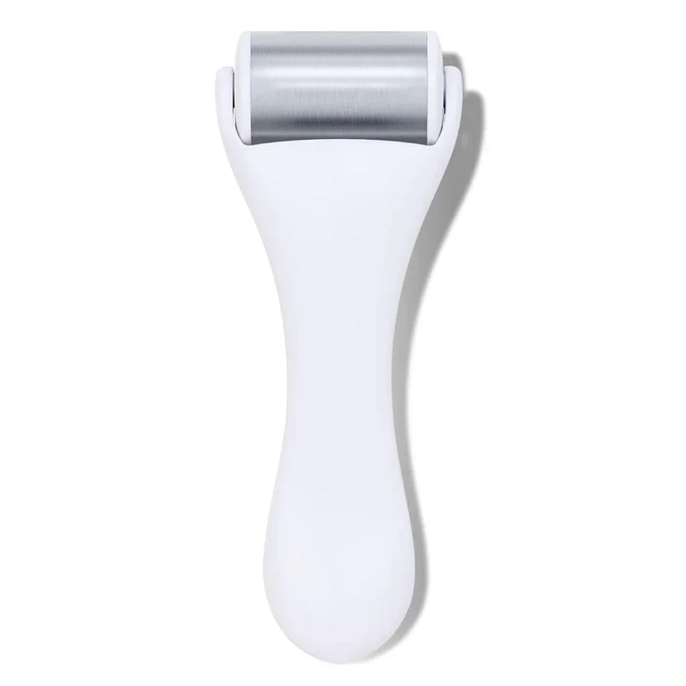 Stainless Steel Ice Roller Facial Massager – Face & Eye Tool Facial Massage Roller PLUSH Face Roller White