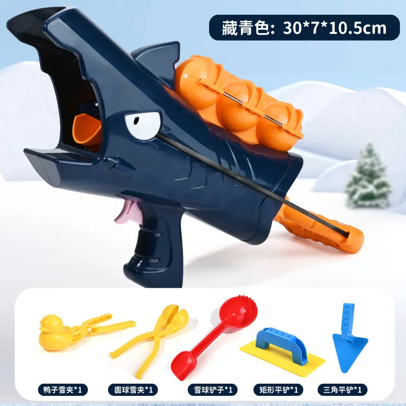 Shark Snowball Launcher Toy – Kids Outdoor Snow Game Gift Snow Launcher Toy PLUSH Dark blue