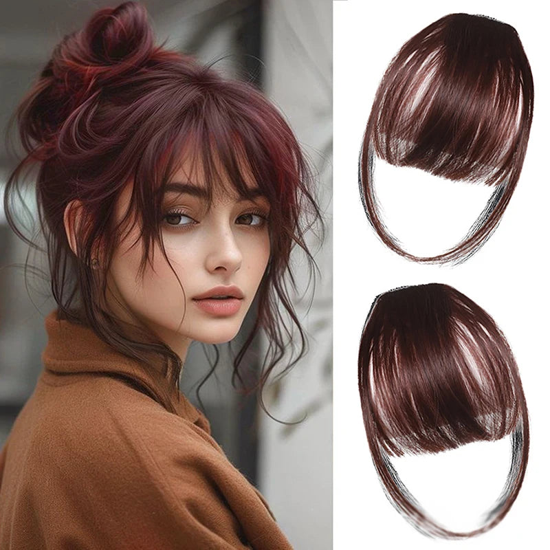 Clip-In Synthetic Air Bangs & Sideburns Hairpiece Black Brown Clip-In Hair Bangs PLUSH 8