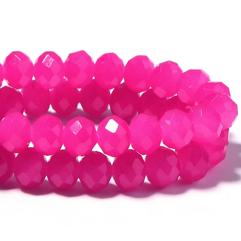 Rose Red Faceted Rondelle Crystal Spacer Beads | DIY Jewelry Crystal Spacer Beads PLUSH