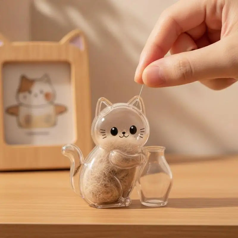 Cat-Shaped Pet Fur Keepsake Storage Capsule Set | Transparent Pet Keepsake Jar PLUSH
