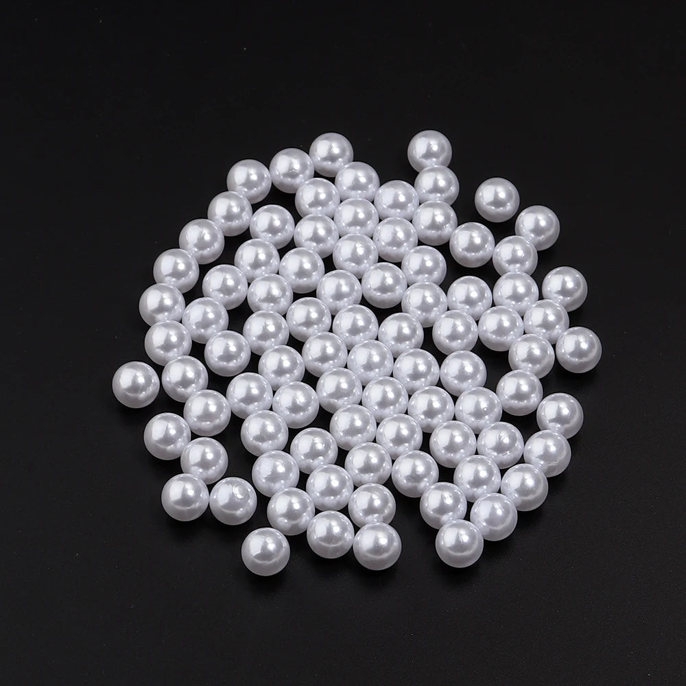 Vintage White ABS Pearl Beads No Hole – 10-1000pcs DIY Craft Loose Craft Beads PLUSH 8mm x 100pcs