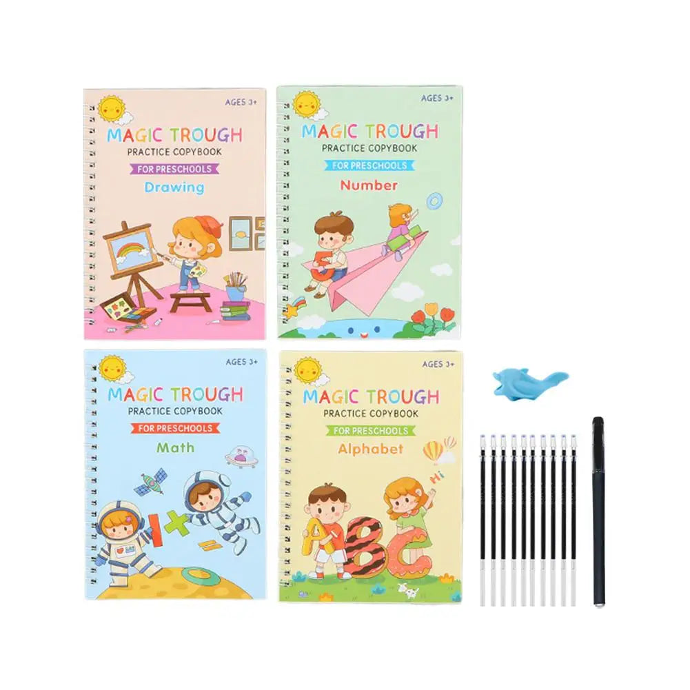 4-in-1 Magic Practice Copybook Set for Kids Ages 3–6 Kids Writing Workbook PLUSH C
