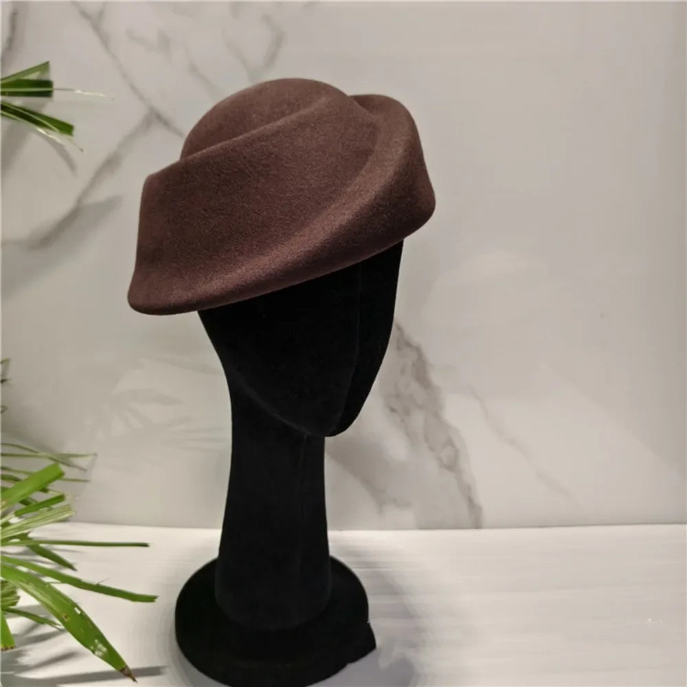 Vintage Hepburn Pillbox Fedora Hat – Elegant Women's Wool Felt Pillbox Fedora Hat PLUSH Coffee
