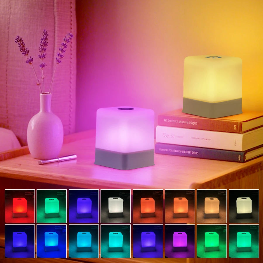 RGB LED Rechargeable Table Lamp – Dimmable Bedside Night Light LED Table Lamp PLUSH