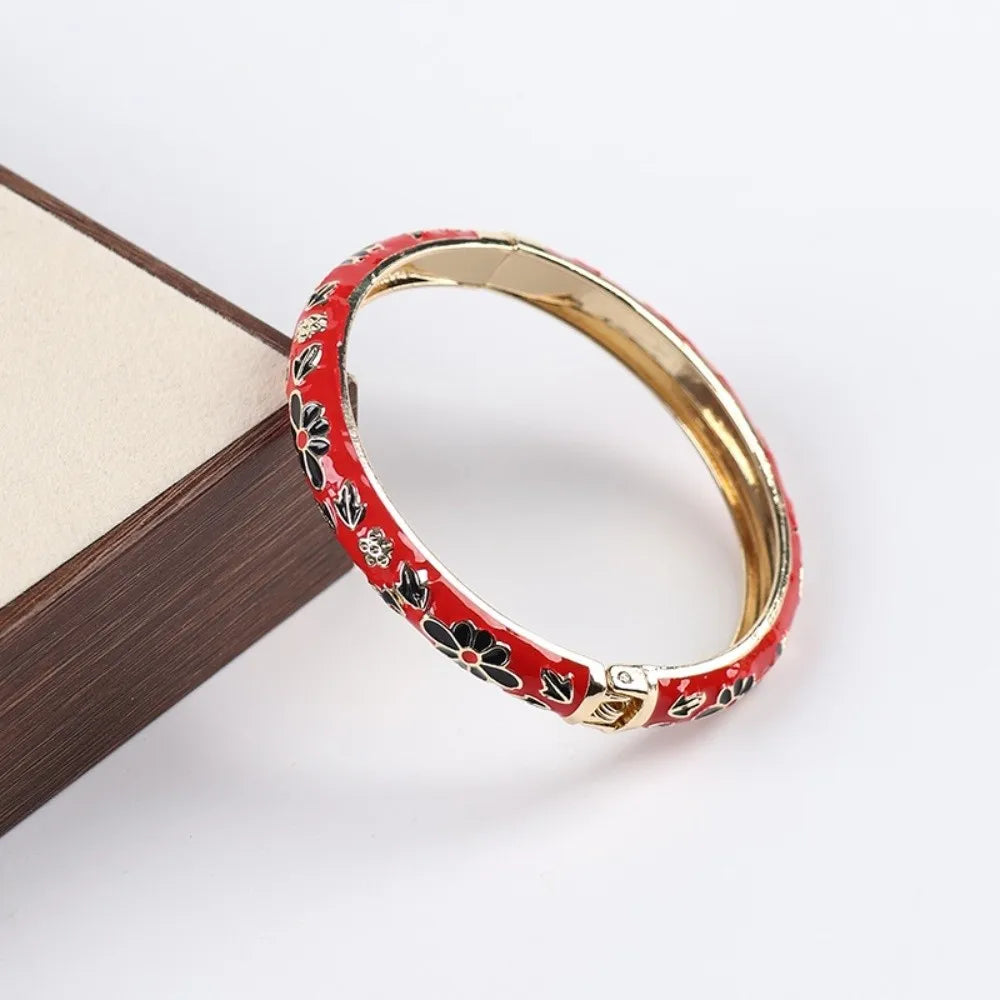 Vintage Cloisonne Enamel Floral Cuff Bangle | Women's Bracelet Enamel Cuff Bangle PLUSH Style 5