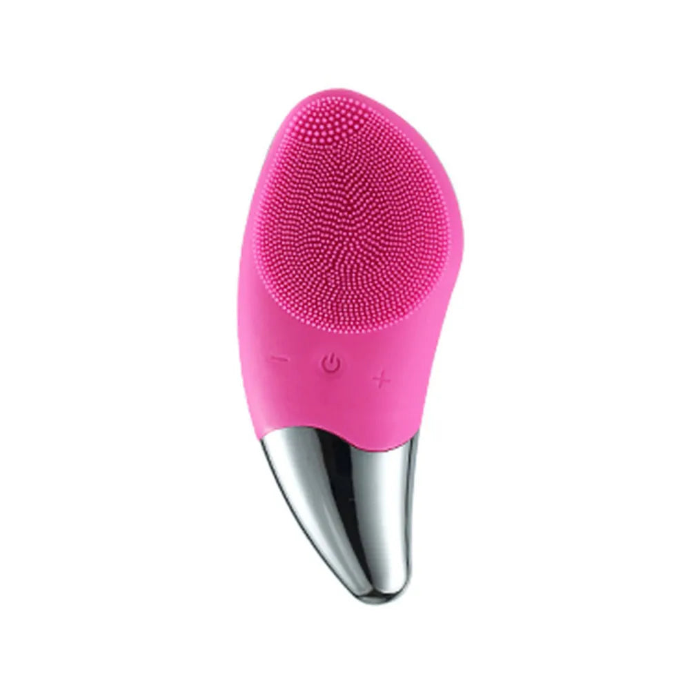 Sonic Electric Face Cleansing Brush & Skin Massager Facial Cleansing Brush PLUSH Red