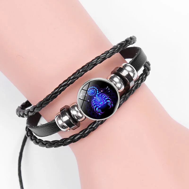 Glow in the Dark Zodiac Constellation Bracelet | Braided Rope Charm Bracelet PLUSH