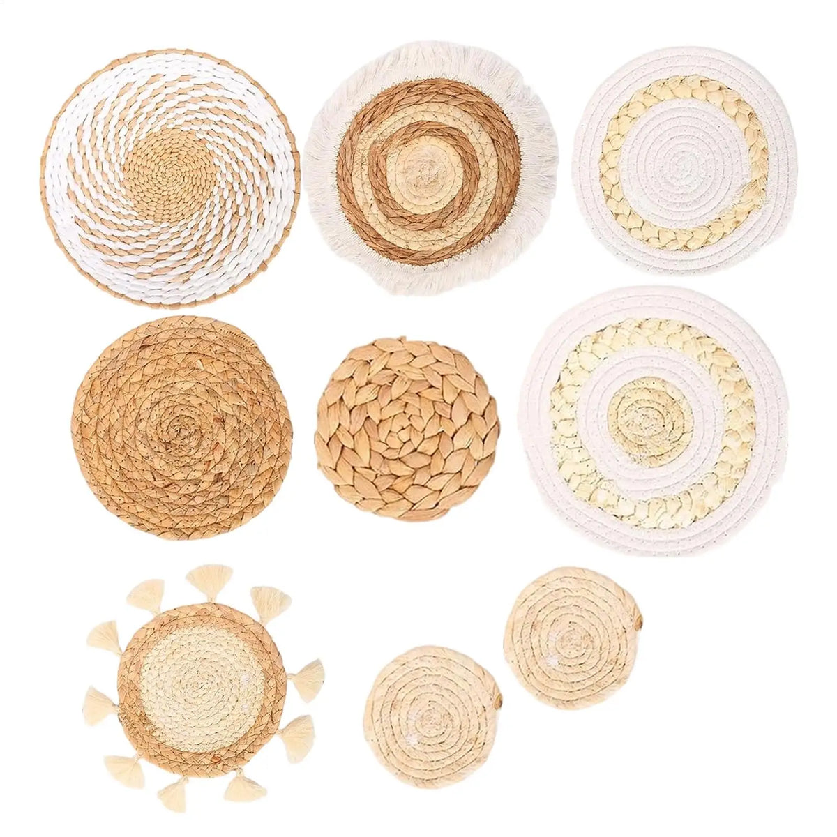9-Piece Bohemian Handwoven Basket Wall Decor | Farmhouse Set Woven Wall Decor PLUSH