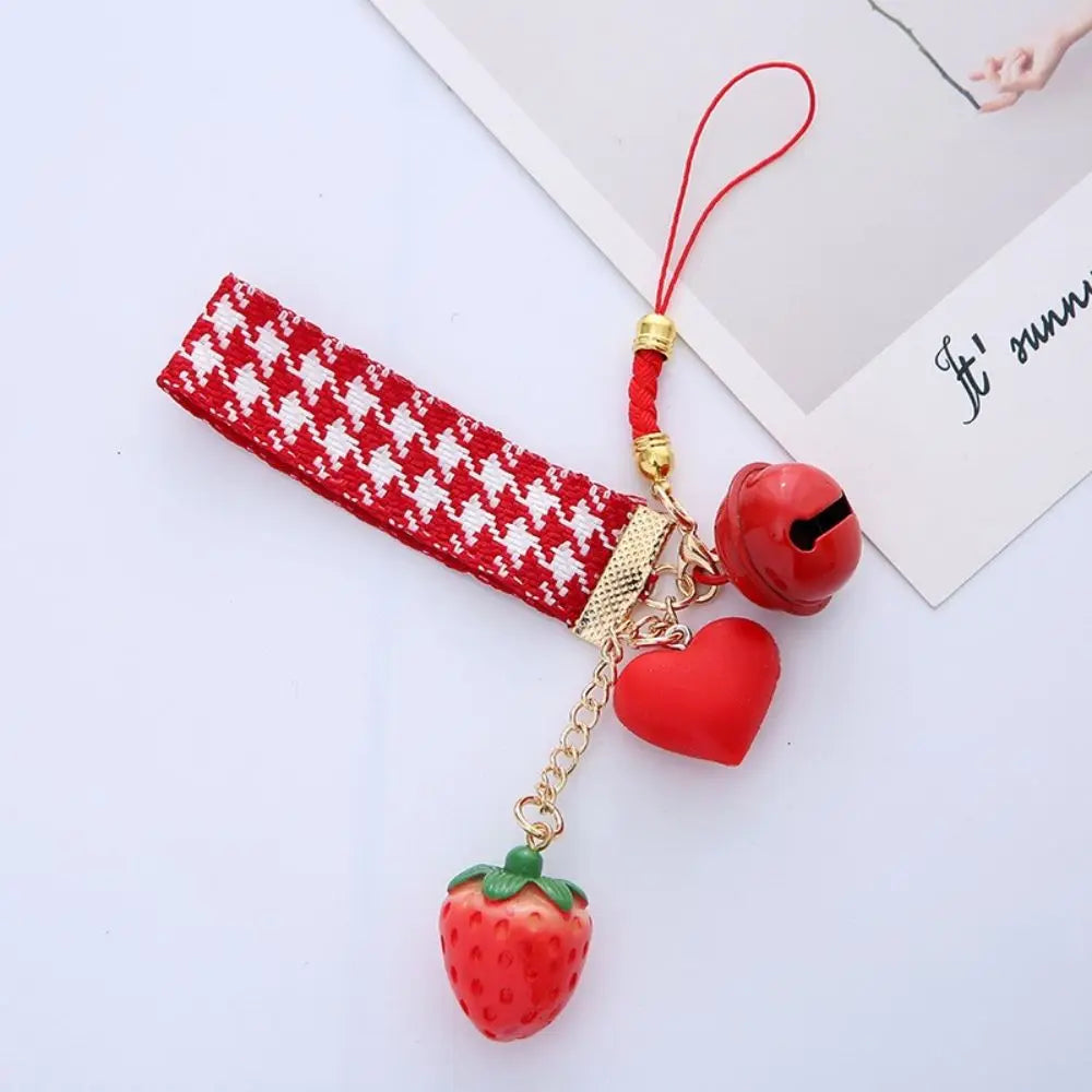 Strawberry Heart Keychain – Cute Red Fruit Key Charm & Bag Pendant Fashion Keychain PLUSH B