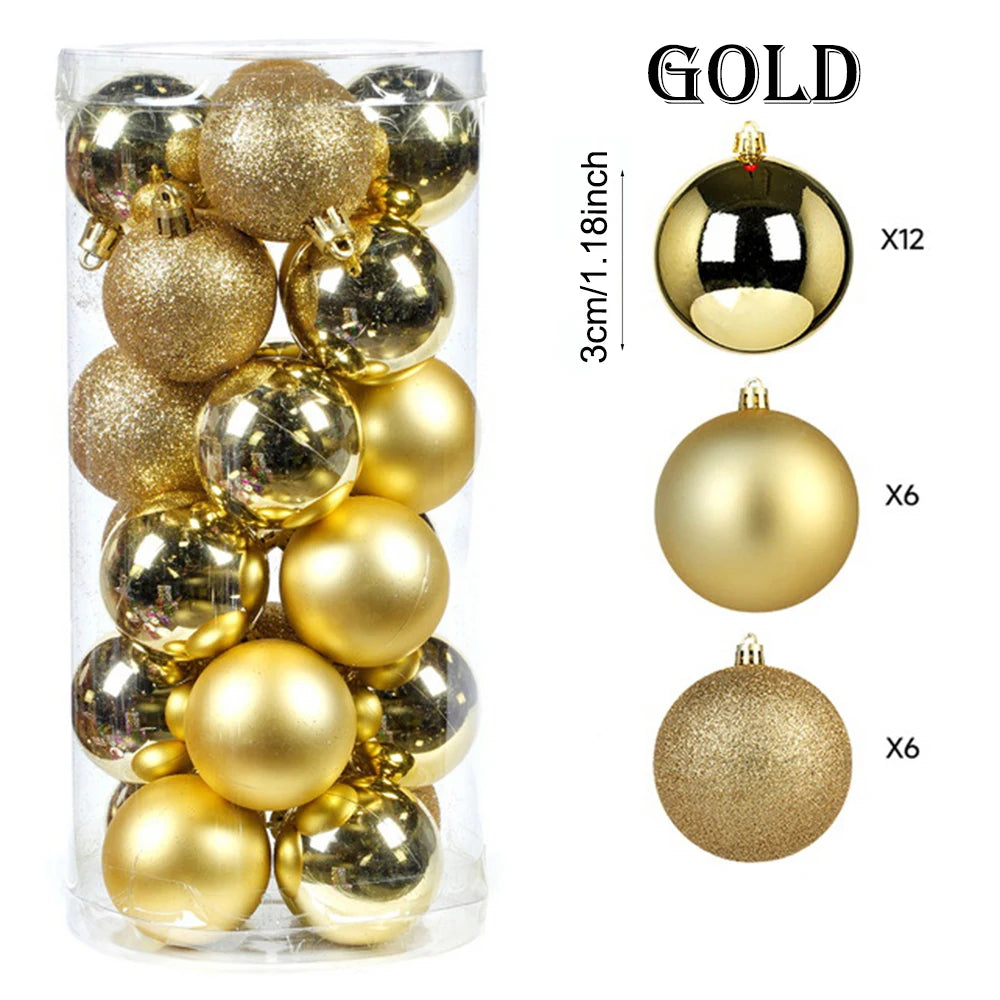 Mini Shatterproof Christmas Ball Ornaments 24pcs | Tree Decor Christmas Ball Ornaments PLUSH Golden 10Set