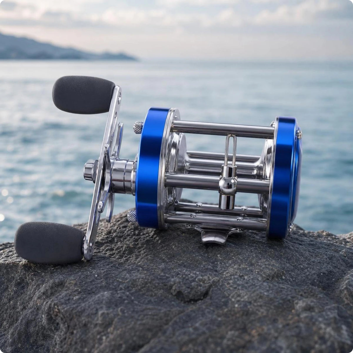 Round Baitcasting Reel CL60 – Aluminum Drum Baitcaster for Boats Baitcasting Fishing Reel PLUSH Cl50 Left Hand Blue