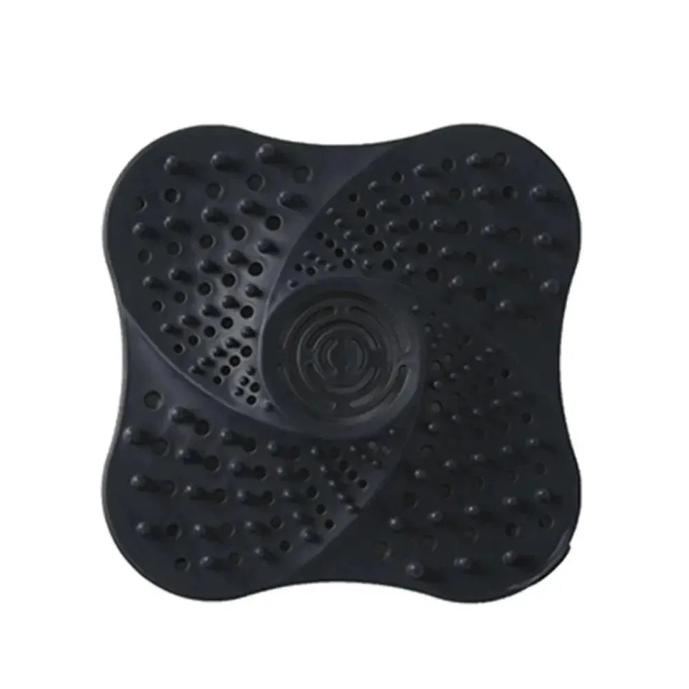 Silicone Hair Catcher Shower Drain Cover & Sink Strainer Drain Hair Catcher PLUSH Black