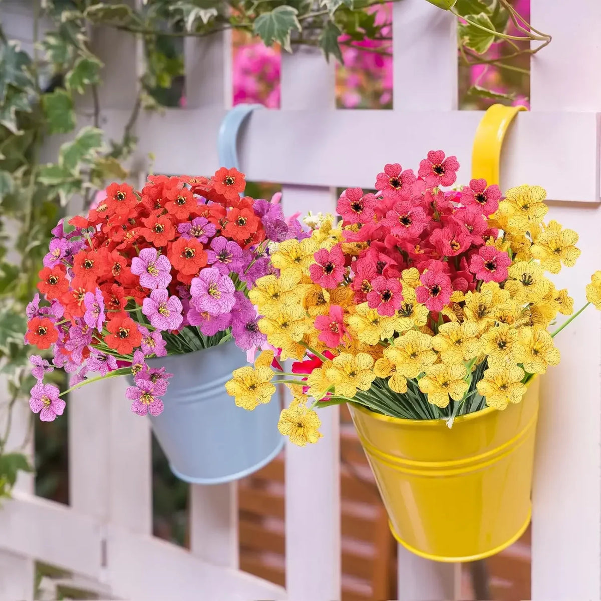Artificial Violet Flowers UV Resistant Faux Outdoor Plants Decor Artificial Outdoor Flowers PLUSH
