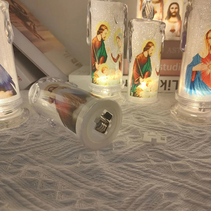 Flameless LED Devotional Prayer Candle – Religious Décor LED Prayer Candle PLUSH