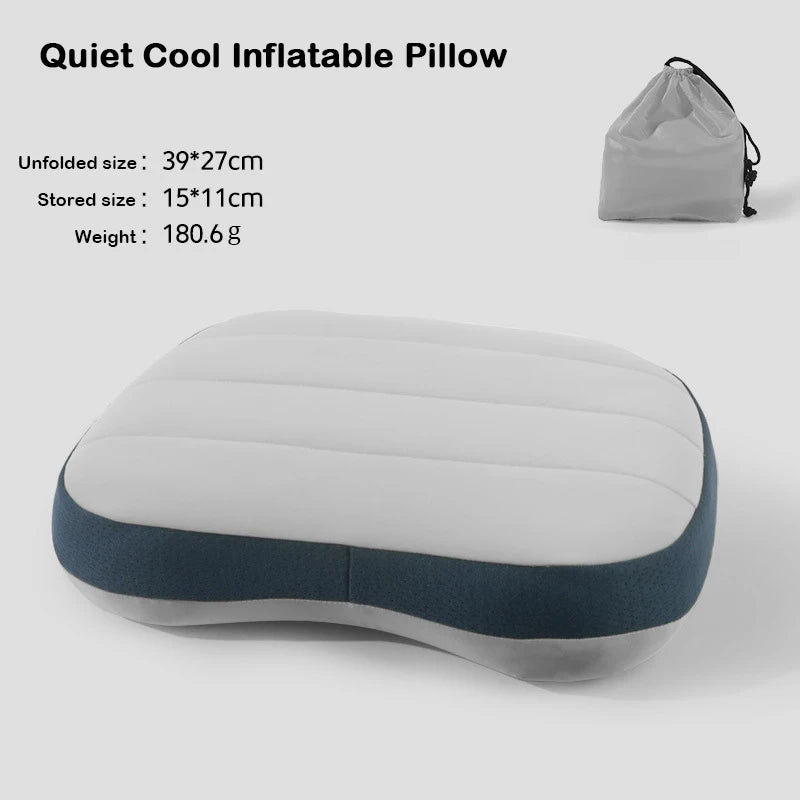 Ultralight Inflatable Camping Pillow – Washable Cover | Travel Inflatable Camping Pillow PLUSH Light Grey