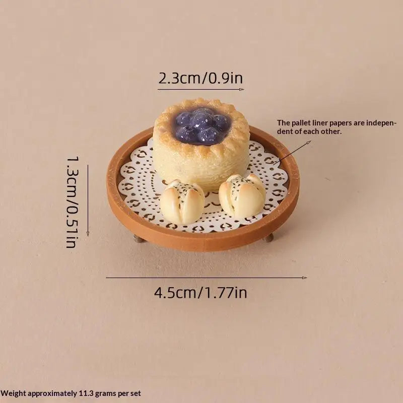 Miniature Coffee & Pastry Set – 1:12 Dollhouse Diorama Decor Dollhouse Accessory Set PLUSH A15