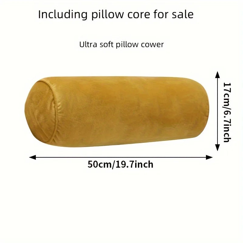 Classic Velvet Cylindrical Bolster Pillow | Soft Knit Home Decor Decorative Bolster Pillow PLUSH