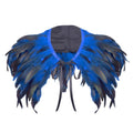 Adjustable Feather Shawl Shrug – Punk Rave Halloween Cape Feather Costume Cape PLUSH Blue